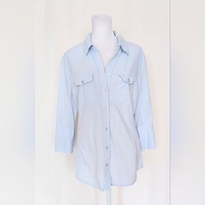 Cavalini Slimming Fit 100% Cotton Button Down Shirt Size Medium Blue